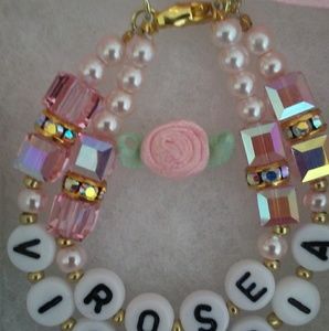 French Pink Swarovski Crystal Name bracelet